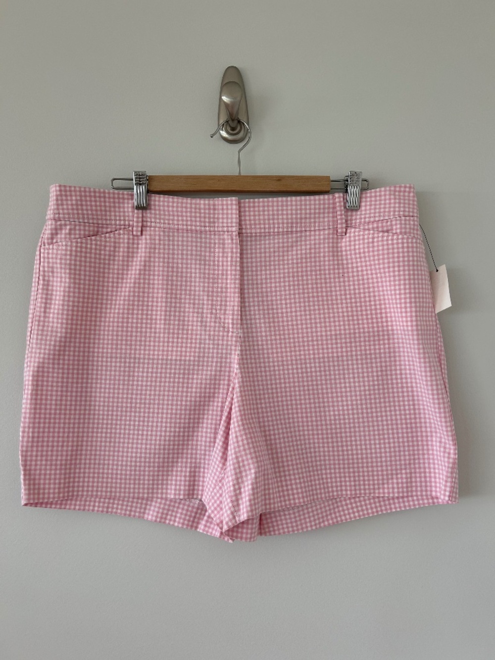 NWT Talbots Perfect Short 5" Pink Gingham Sz 16
